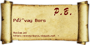 Pávay Bors névjegykártya